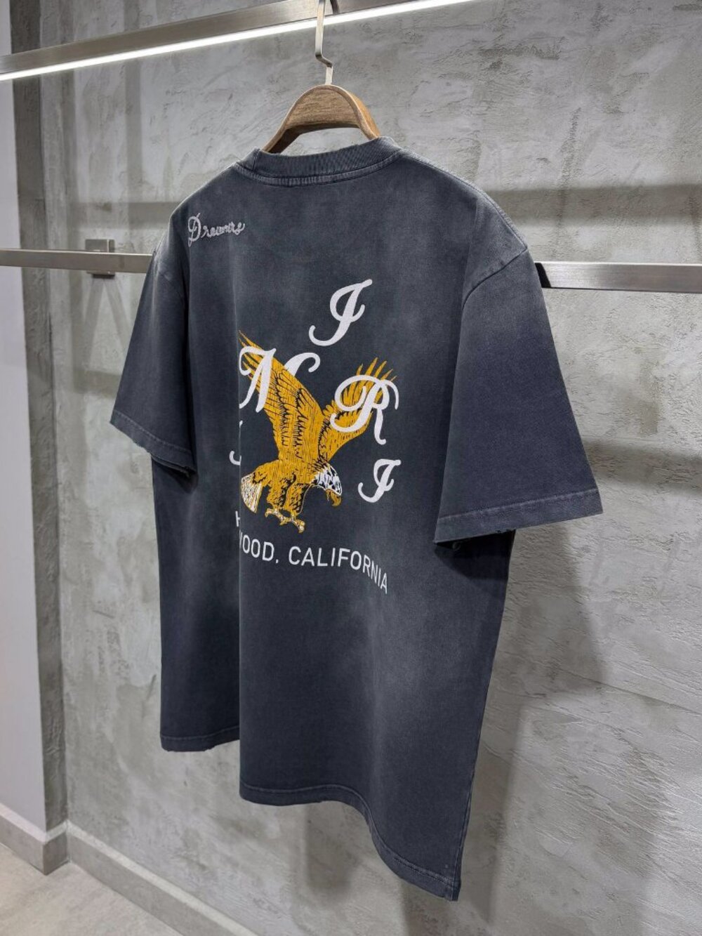 AMIRI MEN'S MEDIUM SIZE GRAY RALXED COTTON T-SHIRT GRAPHIC PRINTED